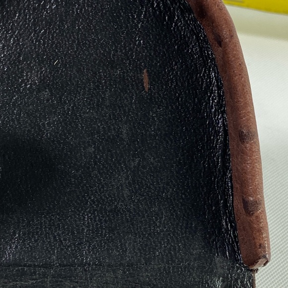 BALENCIAGA Exotic Ostrich Leather Two-Pocket Coin Purse (Dark Brown) - Picture 5 of 12